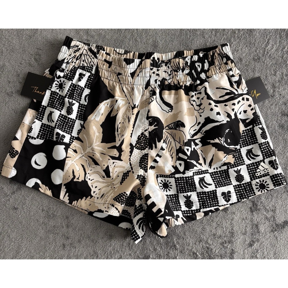 Adidas Aeroready Running Shorts W SM Black Tan Animal Print PRIMGREEN Athletic